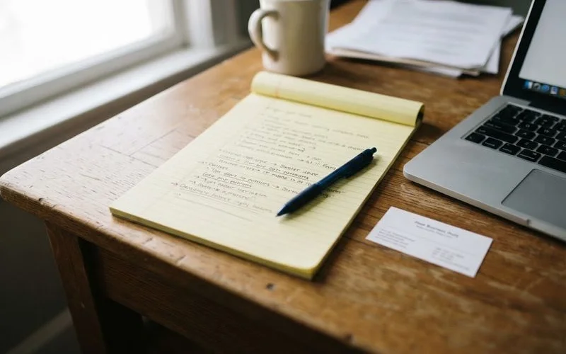 A homeowner taking notes during a consultation with a foreclosure attorney
